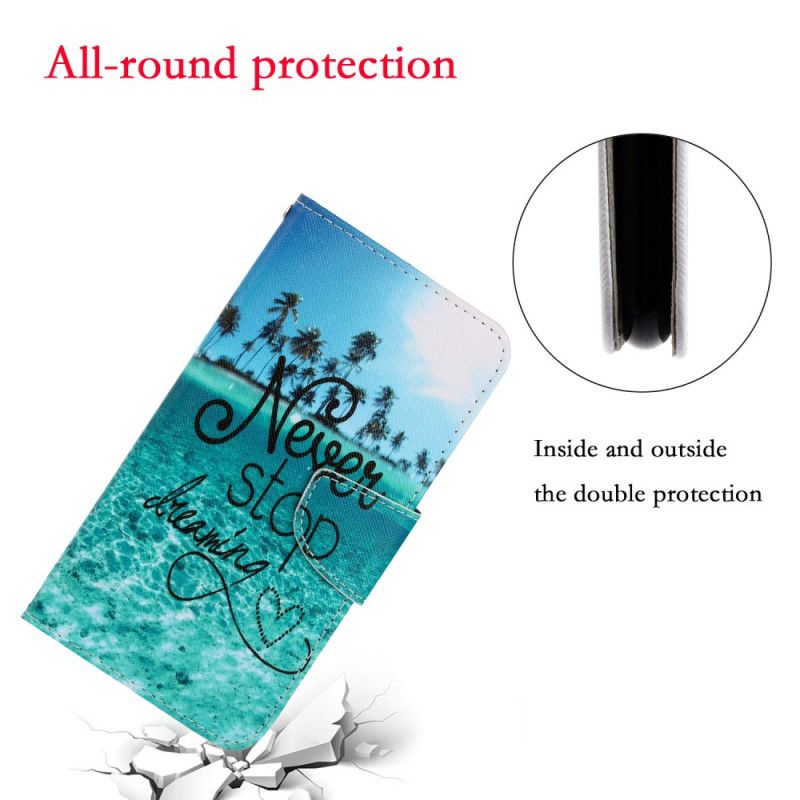 Cover Folio-hoesje Samsung Galaxy S20 Telefoonhoesje Stop Nooit Met Dromen Marine Met String