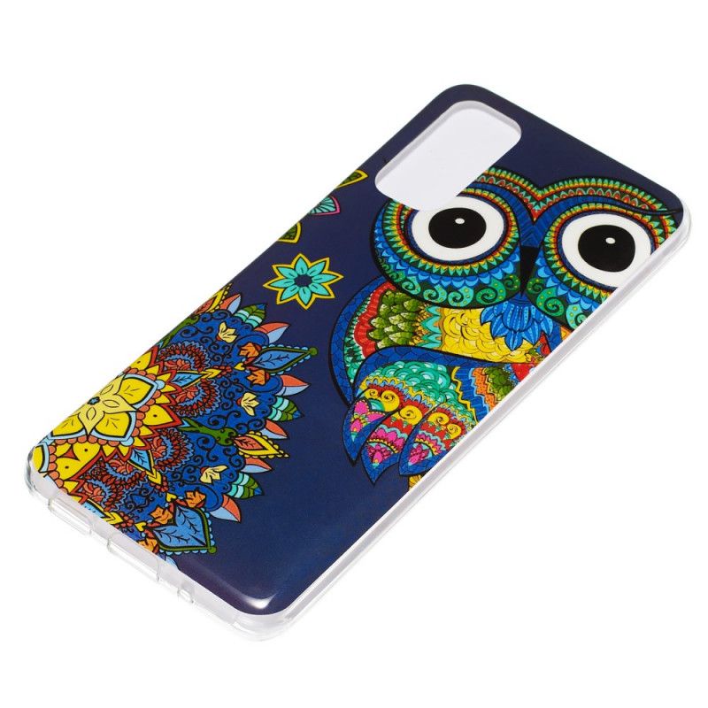 Cover Hoesje Samsung Galaxy S20 Telefoonhoesje Fluorescerende Mandala-Uil