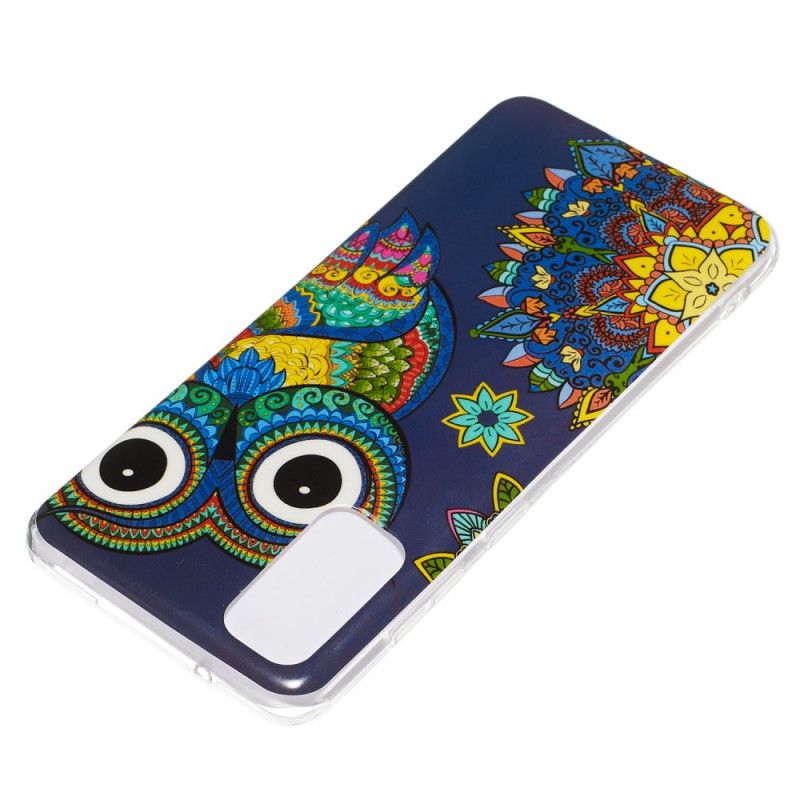 Cover Hoesje Samsung Galaxy S20 Telefoonhoesje Fluorescerende Mandala-Uil
