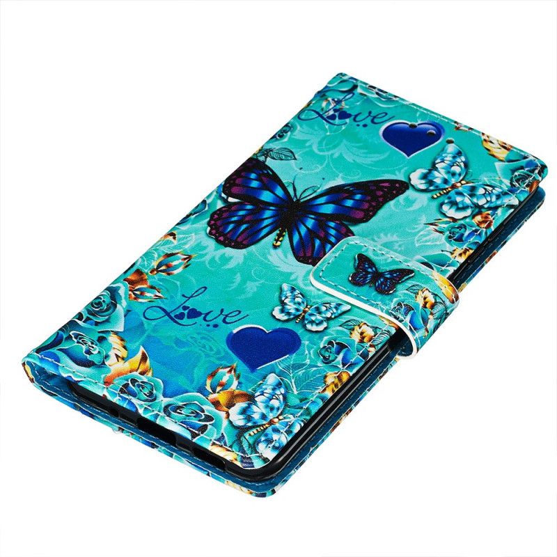 Flip Case Leren Samsung Galaxy S20 Gouden Vlinders