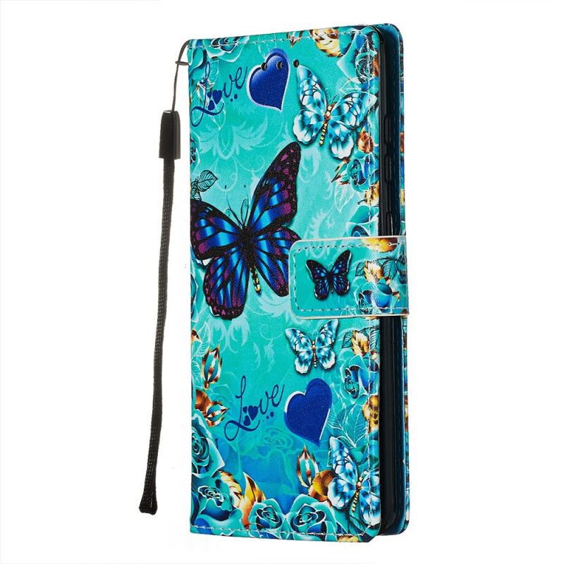 Flip Case Leren Samsung Galaxy S20 Gouden Vlinders
