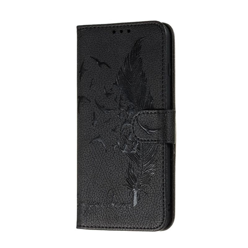 Flip Case Leren Samsung Galaxy S20 Rood Zwart Leef Je Droom Imitatieleer