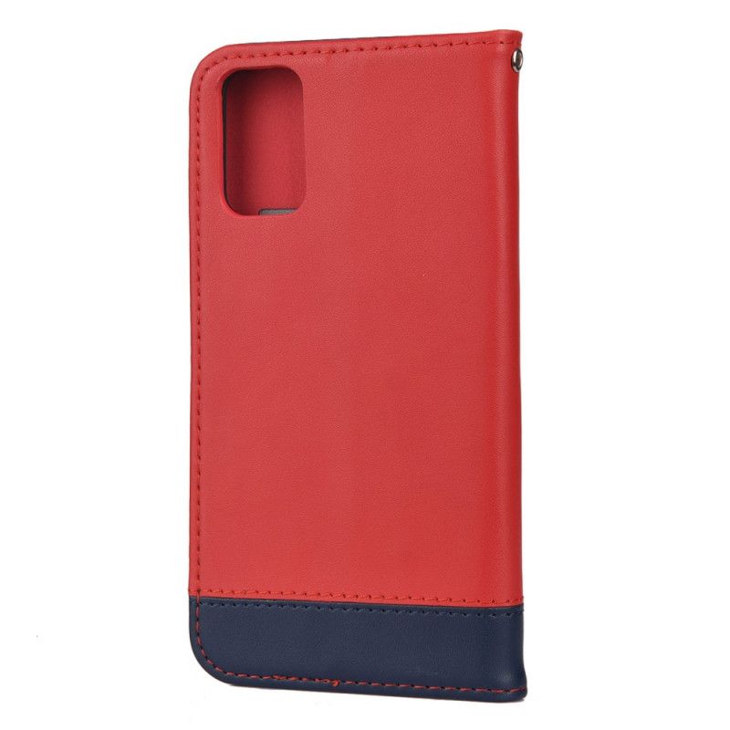 Folio-hoesje Samsung Galaxy S20 Donkerbruin Tweekleurige Splitlederen Lijn