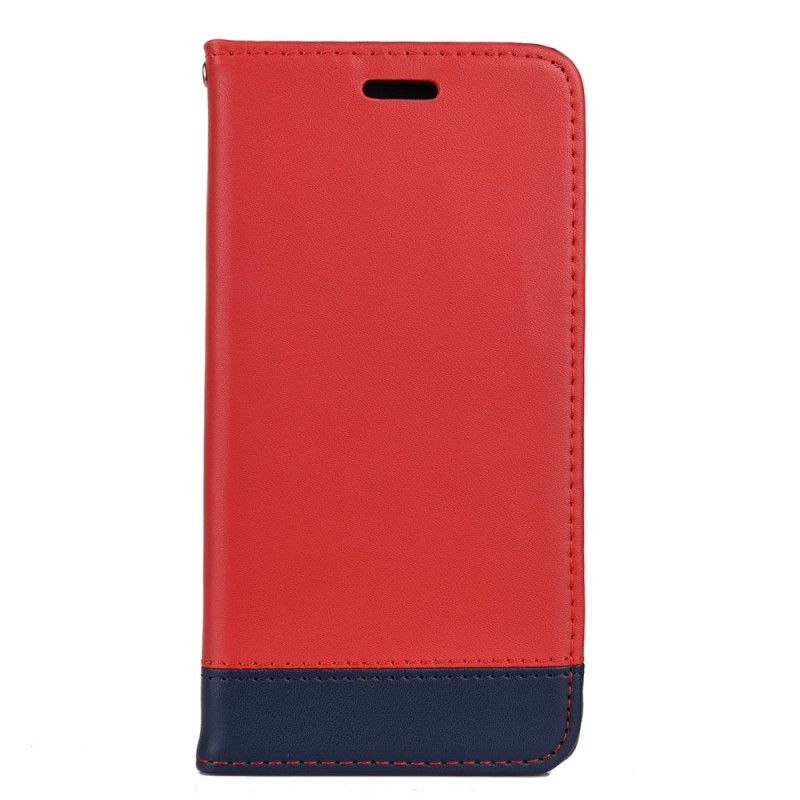 Folio-hoesje Samsung Galaxy S20 Donkerbruin Tweekleurige Splitlederen Lijn