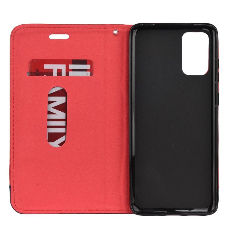 Folio-hoesje Samsung Galaxy S20 Donkerbruin Tweekleurige Splitlederen Lijn