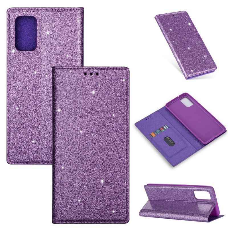 Folio-hoesje Samsung Galaxy S20 Magenta Zwart Glitterstijl