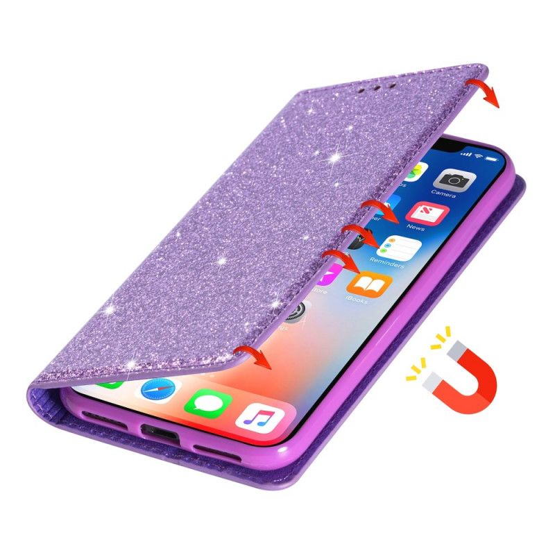 Folio-hoesje Samsung Galaxy S20 Magenta Zwart Glitterstijl
