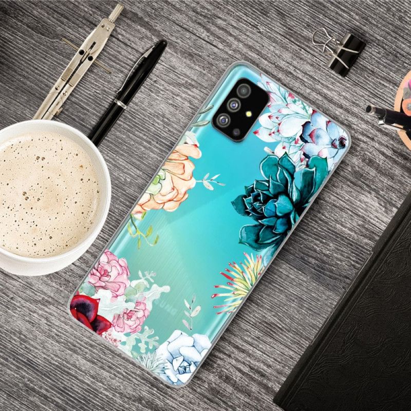 Hoesje Samsung Galaxy S20 Transparante Aquarelbloemen