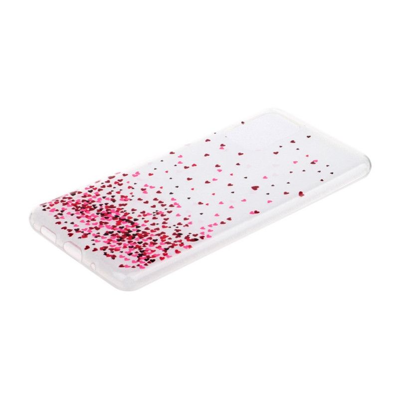 Hoesje voor Samsung Galaxy S20 Transparante Meerdere Rode Harten