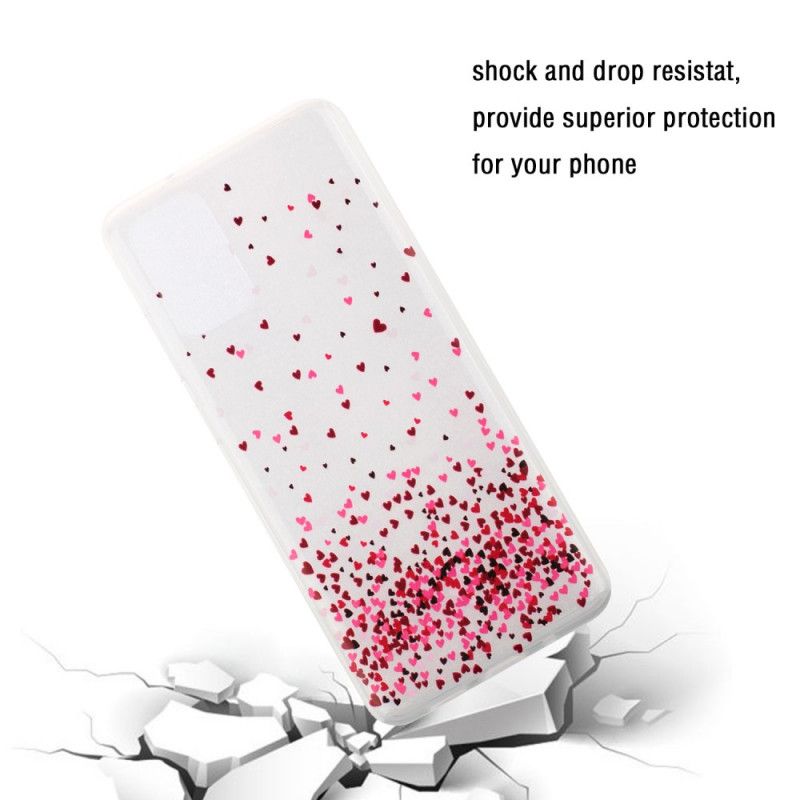 Hoesje voor Samsung Galaxy S20 Transparante Meerdere Rode Harten