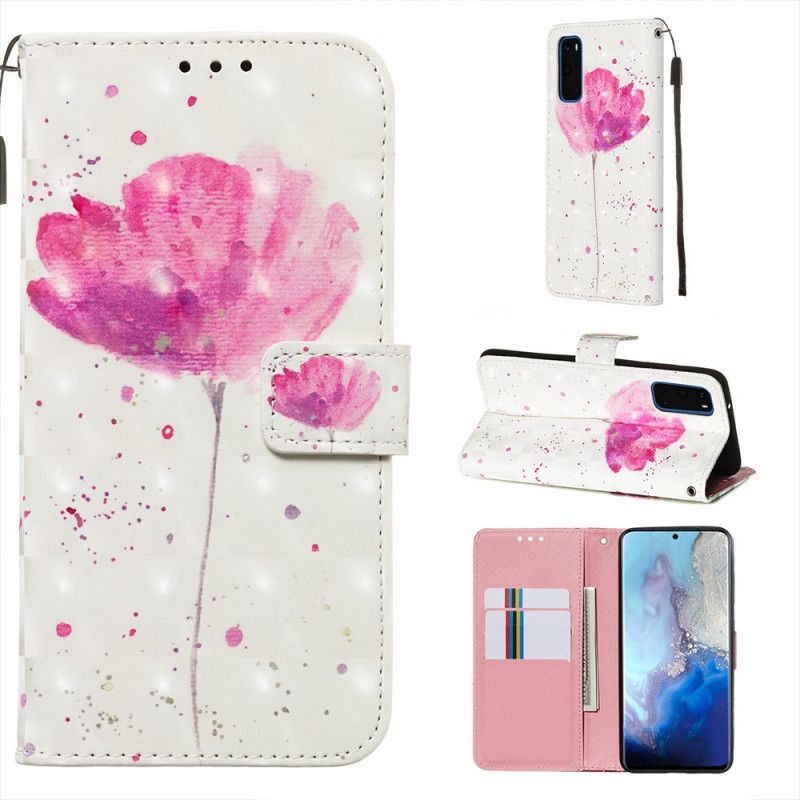 Leren Hoesje Samsung Galaxy S20 Aquarel Klaproos