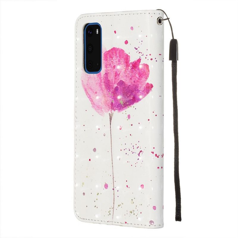Leren Hoesje Samsung Galaxy S20 Aquarel Klaproos