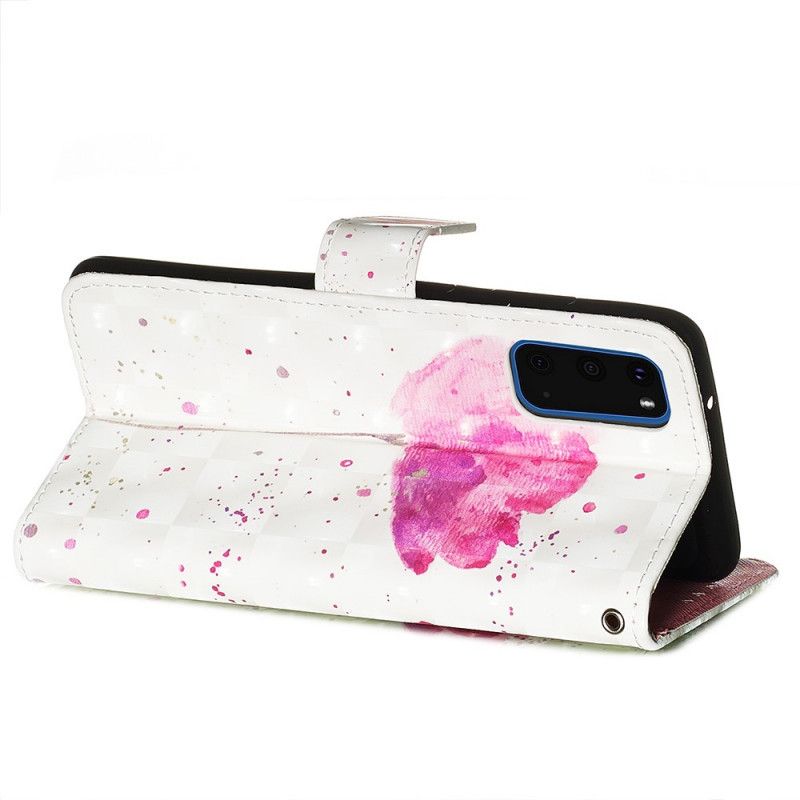 Leren Hoesje Samsung Galaxy S20 Aquarel Klaproos