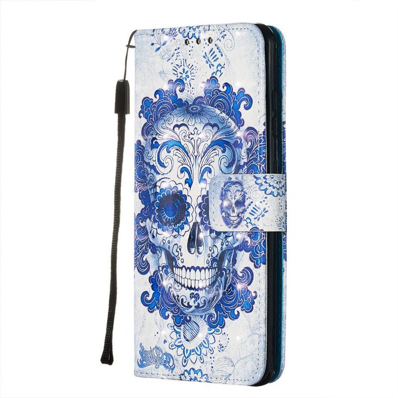 Leren Hoesje Samsung Galaxy S20 Blauwe Schedel