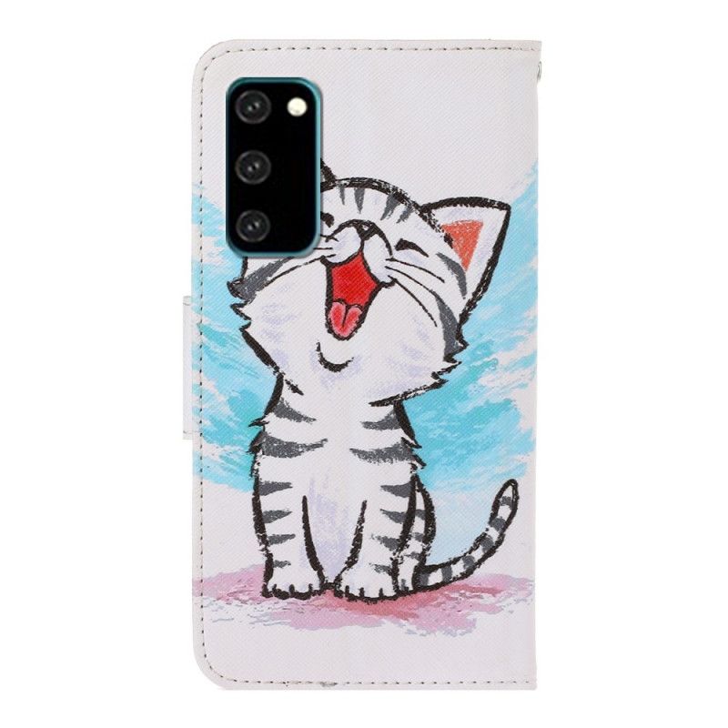 Leren Hoesje Samsung Galaxy S20 Gekleurde String Kitten