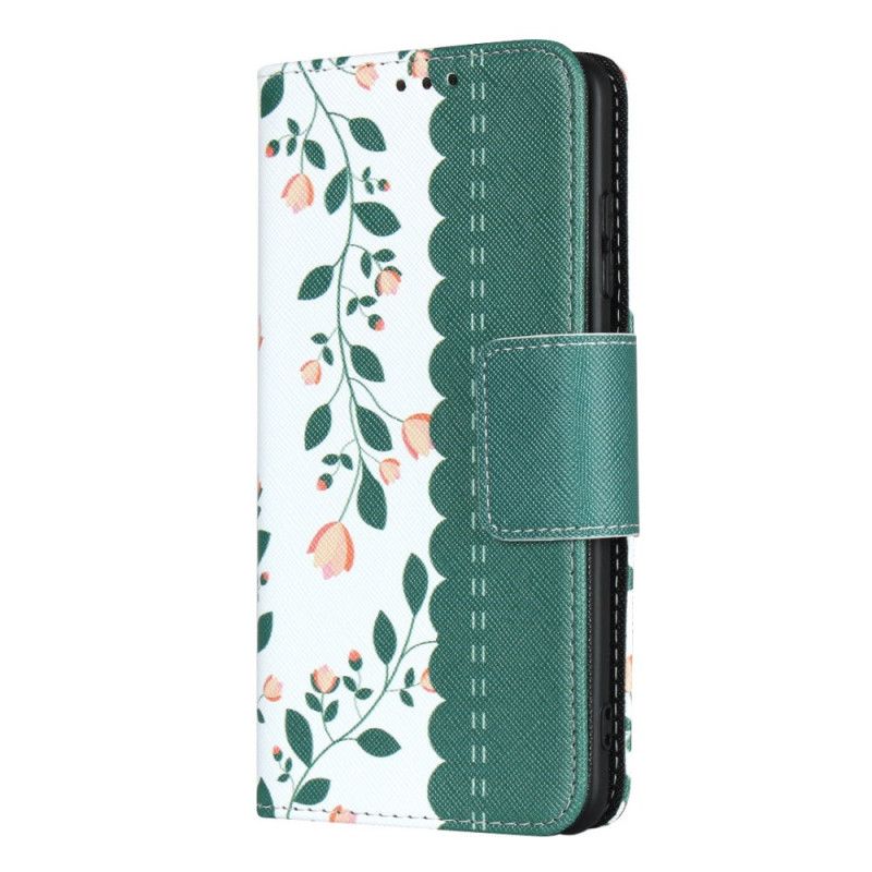 Leren Hoesje Samsung Galaxy S20 Groen Magenta String Roosjes