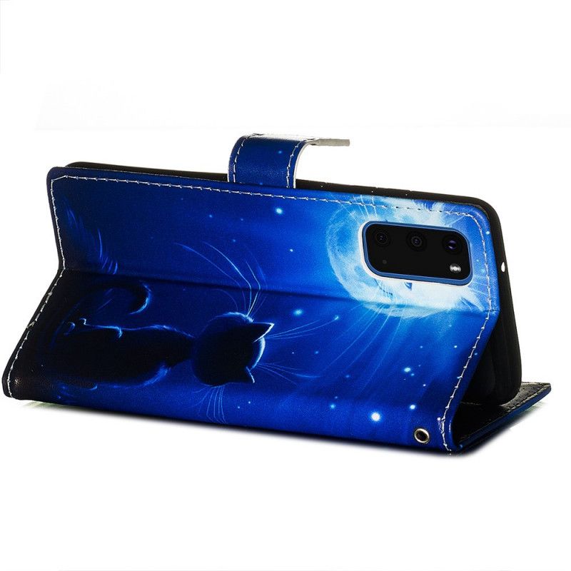 Leren Hoesje Samsung Galaxy S20 Kat In Het Maanlicht
