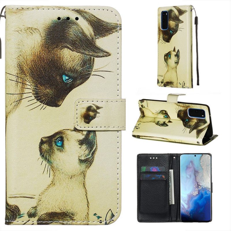 Leren Hoesje Samsung Galaxy S20 Kitten En Mama