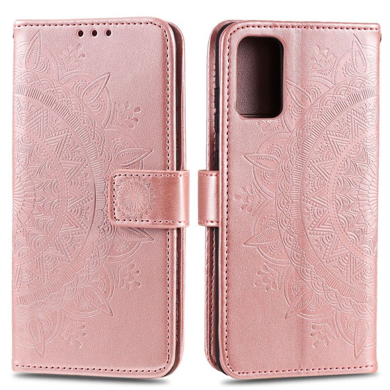Leren Hoesje Samsung Galaxy S20 Magenta Grijs Telefoonhoesje Zon Mandala