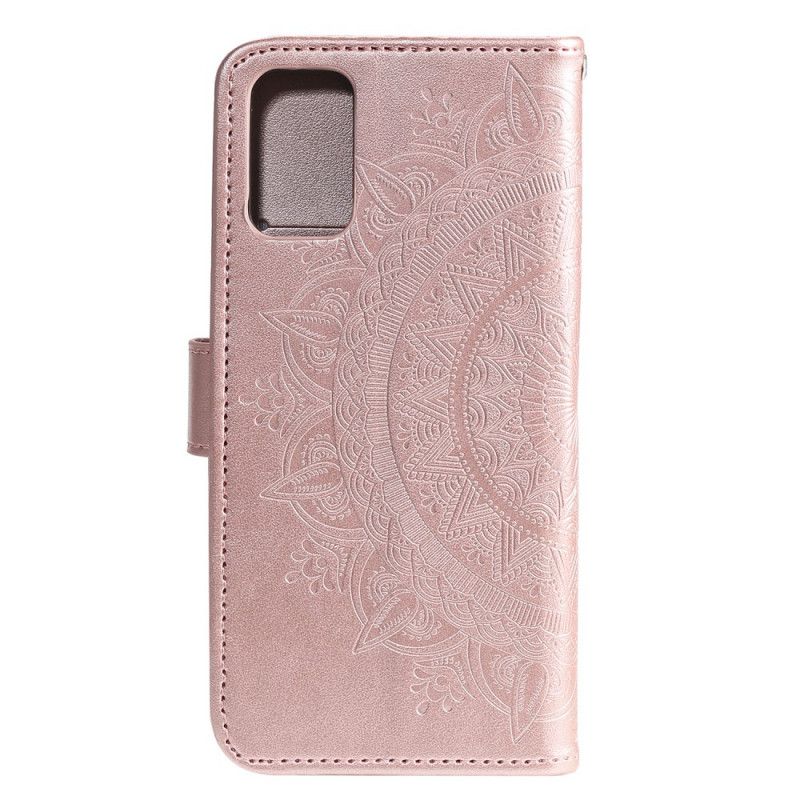 Leren Hoesje Samsung Galaxy S20 Magenta Grijs Telefoonhoesje Zon Mandala