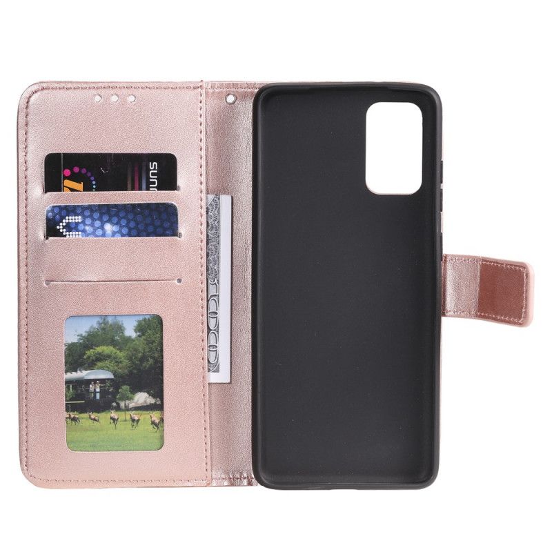 Leren Hoesje Samsung Galaxy S20 Magenta Grijs Telefoonhoesje Zon Mandala