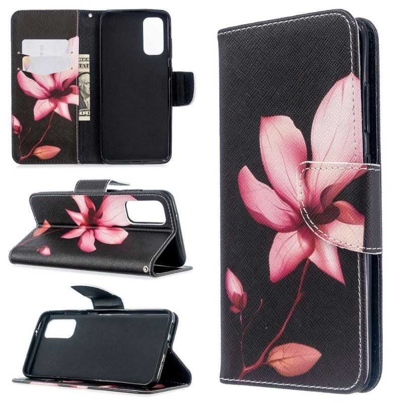 Leren Hoesje Samsung Galaxy S20 Roze Bloem