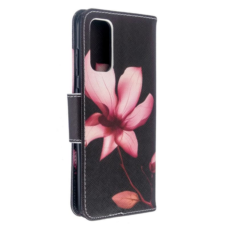 Leren Hoesje Samsung Galaxy S20 Roze Bloem