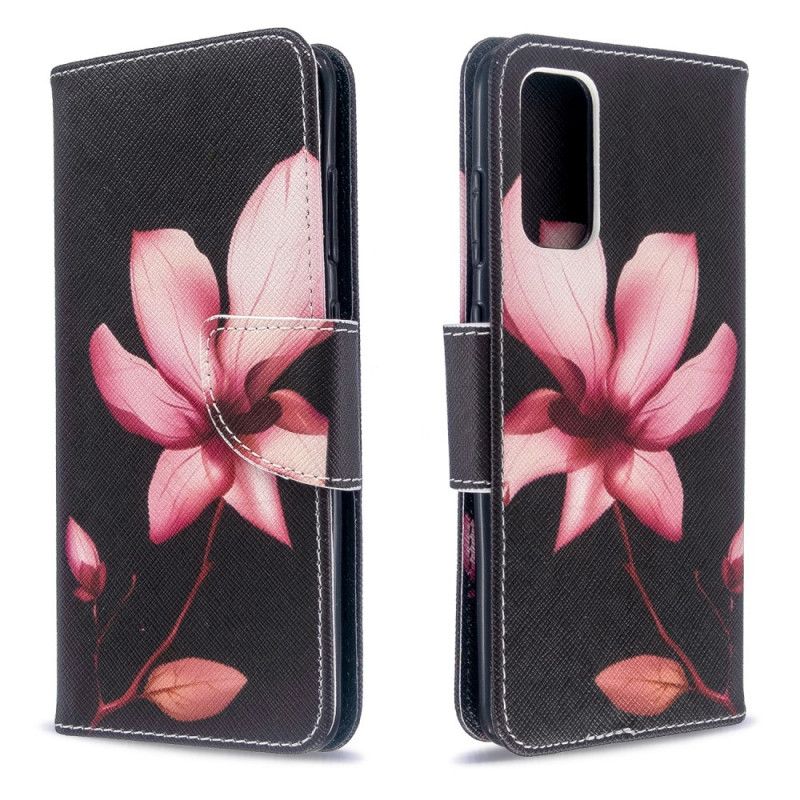Leren Hoesje Samsung Galaxy S20 Roze Bloem