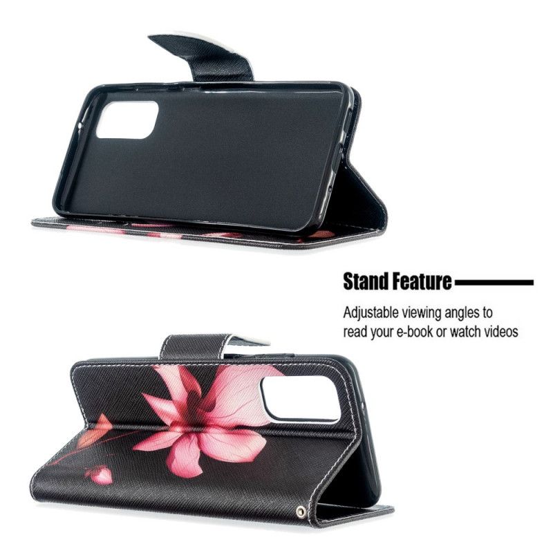 Leren Hoesje Samsung Galaxy S20 Roze Bloem