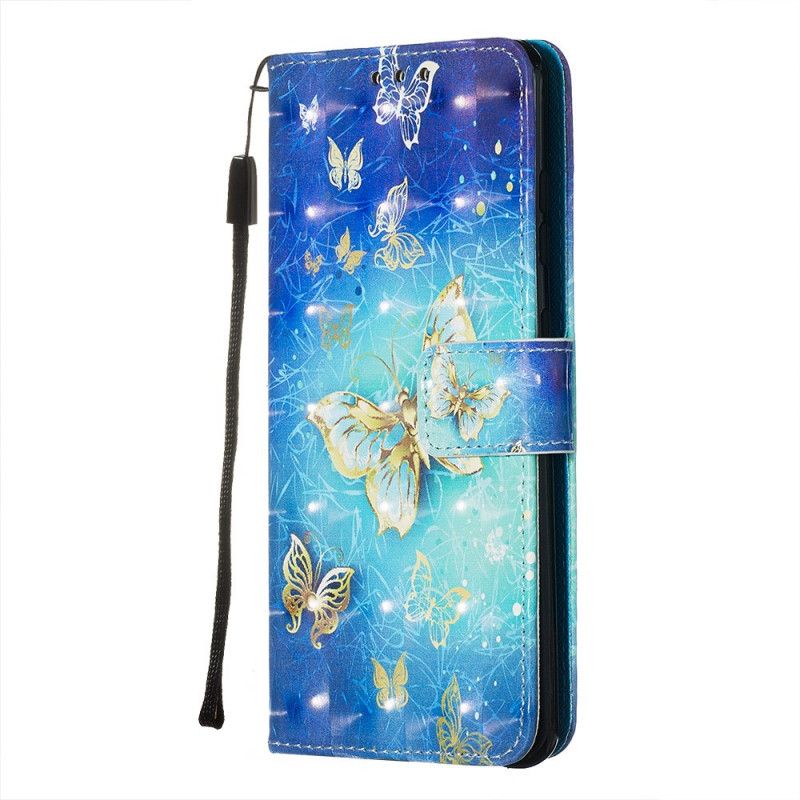 Leren Hoesje Samsung Galaxy S20 Telefoonhoesje Gouden Vlinders