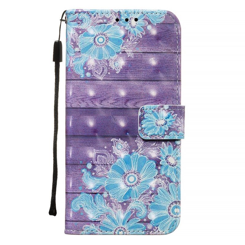 Leren Hoesje voor Samsung Galaxy S20 Blauwe Bloemen