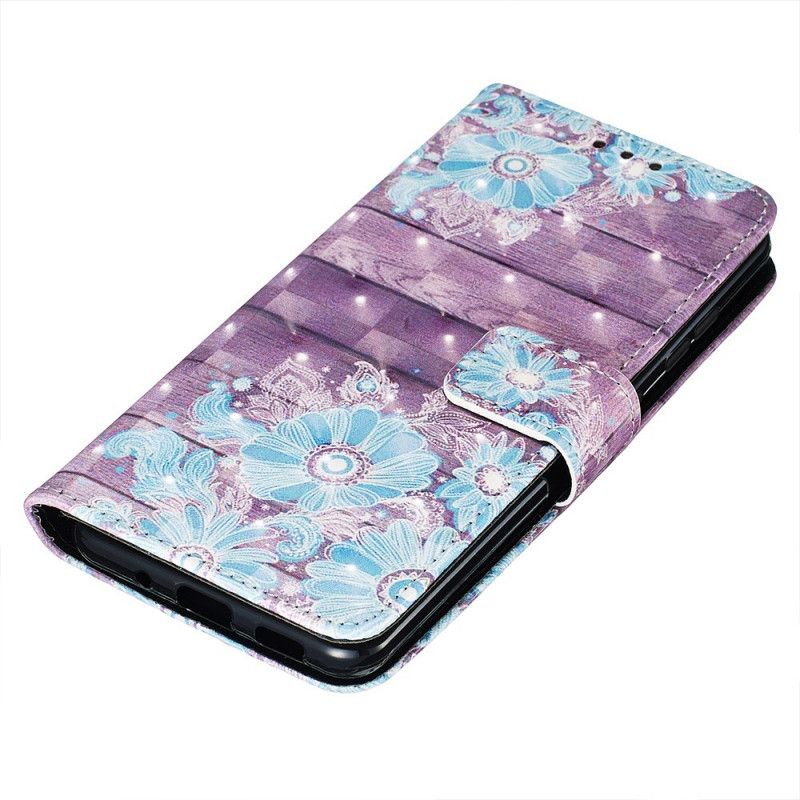 Leren Hoesje voor Samsung Galaxy S20 Blauwe Bloemen