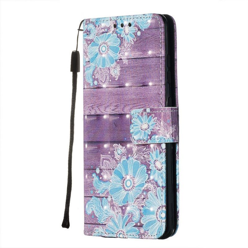 Leren Hoesje voor Samsung Galaxy S20 Blauwe Bloemen