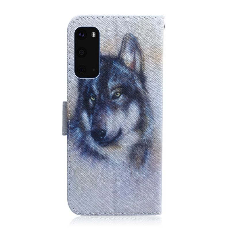 Leren Hoesje voor Samsung Galaxy S20 Blik Van Een Hond