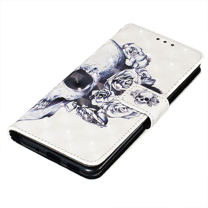 Leren Hoesje voor Samsung Galaxy S20 Gebloemde Schedel