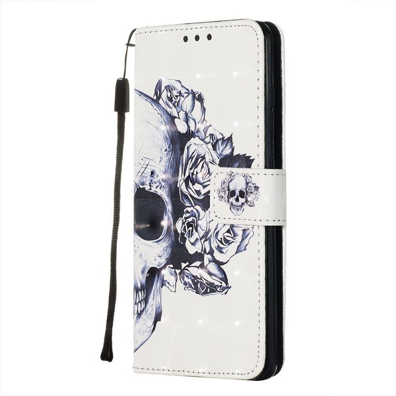 Leren Hoesje voor Samsung Galaxy S20 Gebloemde Schedel
