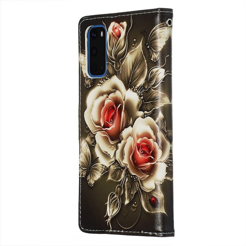 Leren Hoesje voor Samsung Galaxy S20 Gouden Rozen