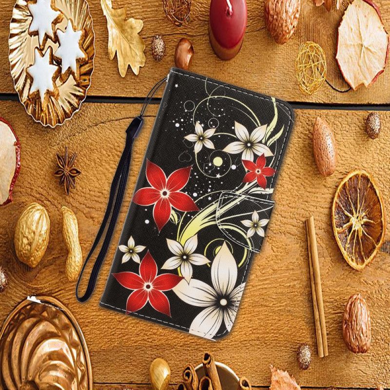 Leren Hoesje voor Samsung Galaxy S20 Kleurrijke Bloemen Met String