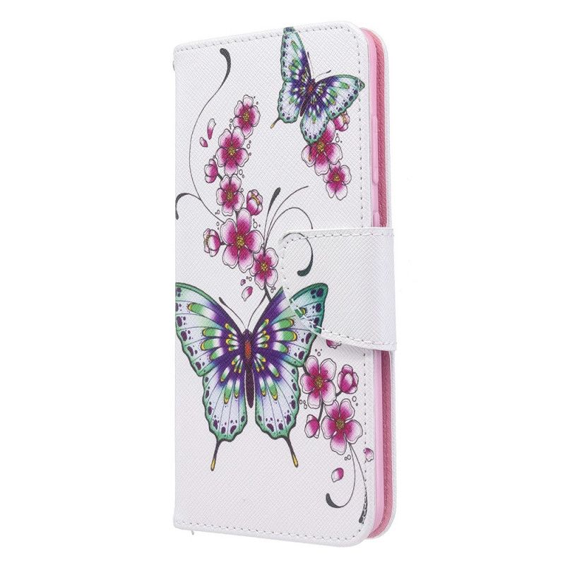 Leren Hoesje voor Samsung Galaxy S20 Lichtblauw Zwart Koningen Vlinders