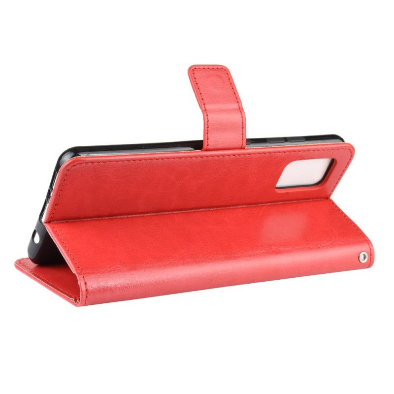 Leren Hoesje voor Samsung Galaxy S20 Rood Zwart Flitsend Kunstleer