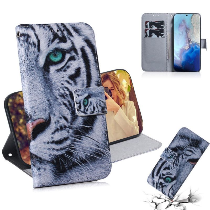 Leren Hoesje voor Samsung Galaxy S20 Tijgergezicht