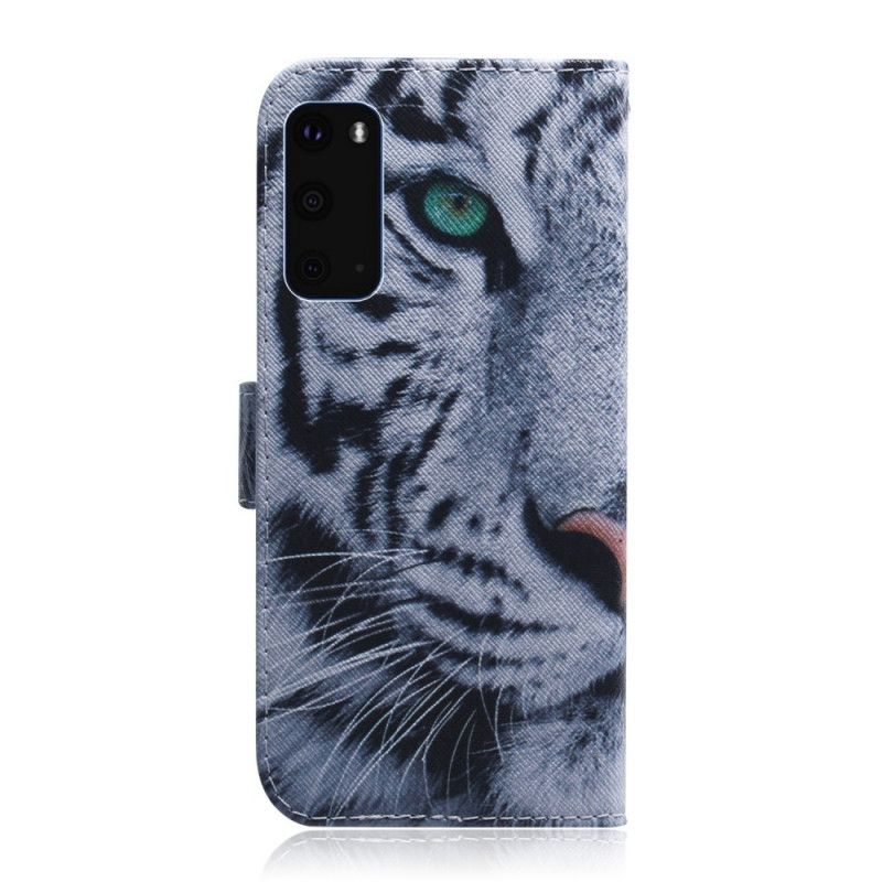 Leren Hoesje voor Samsung Galaxy S20 Tijgergezicht