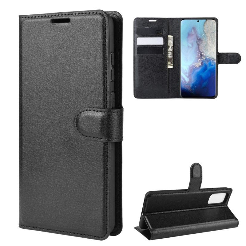 Leren Hoesje voor Samsung Galaxy S20 Wit Zwart Klassiek Lychee Kunstleer