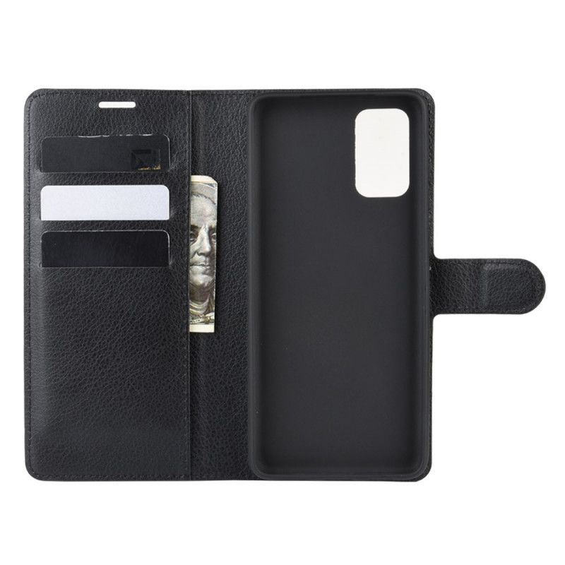 Leren Hoesje voor Samsung Galaxy S20 Wit Zwart Klassiek Lychee Kunstleer
