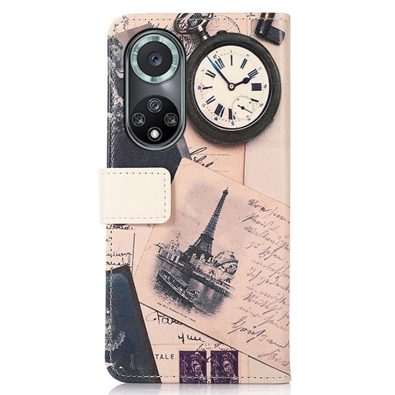 Leren Hoesje Voor Huawei Nova 9 Pro / Honor 50 Pro Eiffeltoren Van De Dichter