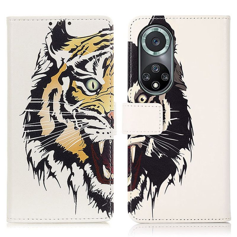 Leren Hoesje Voor Huawei Nova 9 Pro / Honor 50 Pro Fierce Tiger