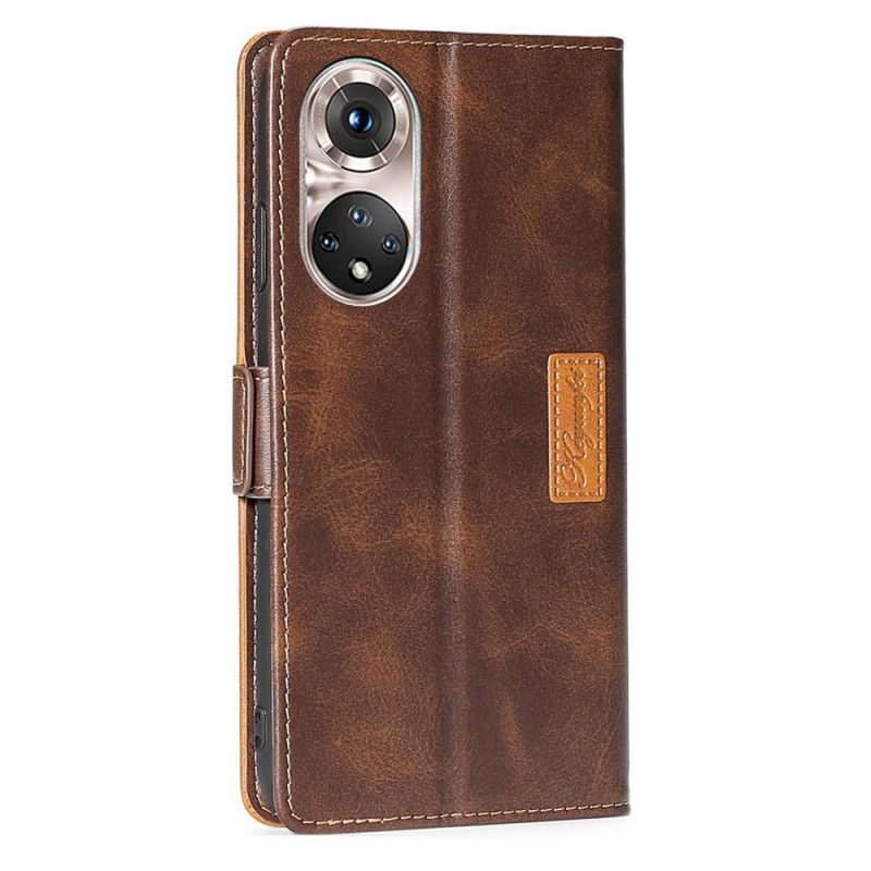 Leren Hoesje Voor Huawei Nova 9 Pro / Honor 50 Pro Tweekleurig Kunstleer