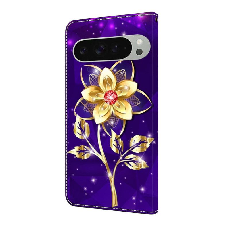 Folio-hoesje Google Pixel 10 Pro Xl Telefoonhoesje Goudkleurig Bloem