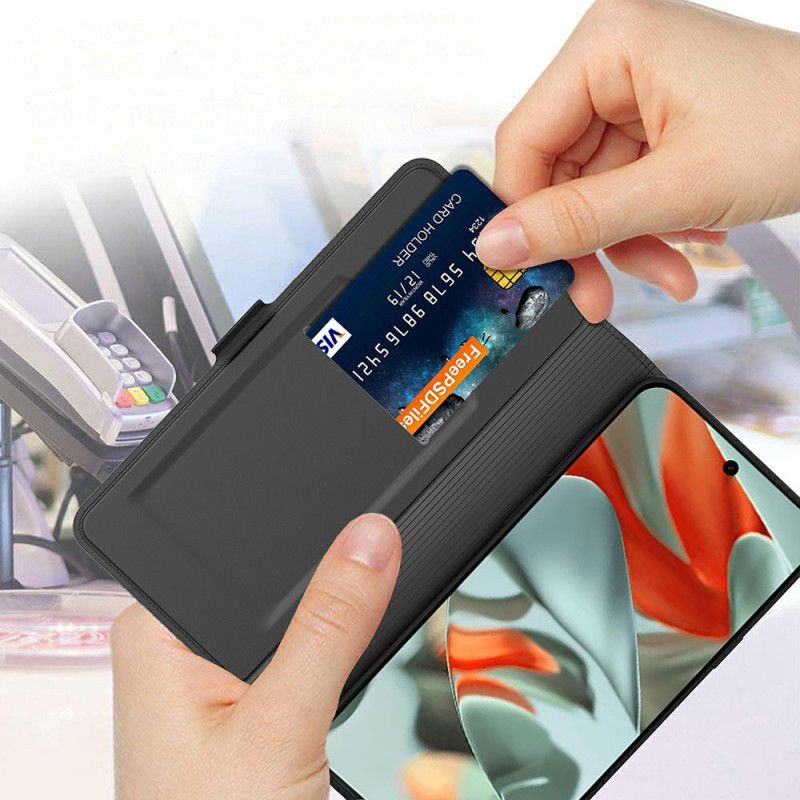 Leren Hoesje Google Pixel 10 Pro Xl Kaarthouder En Spiegel Bescherming Hoesje