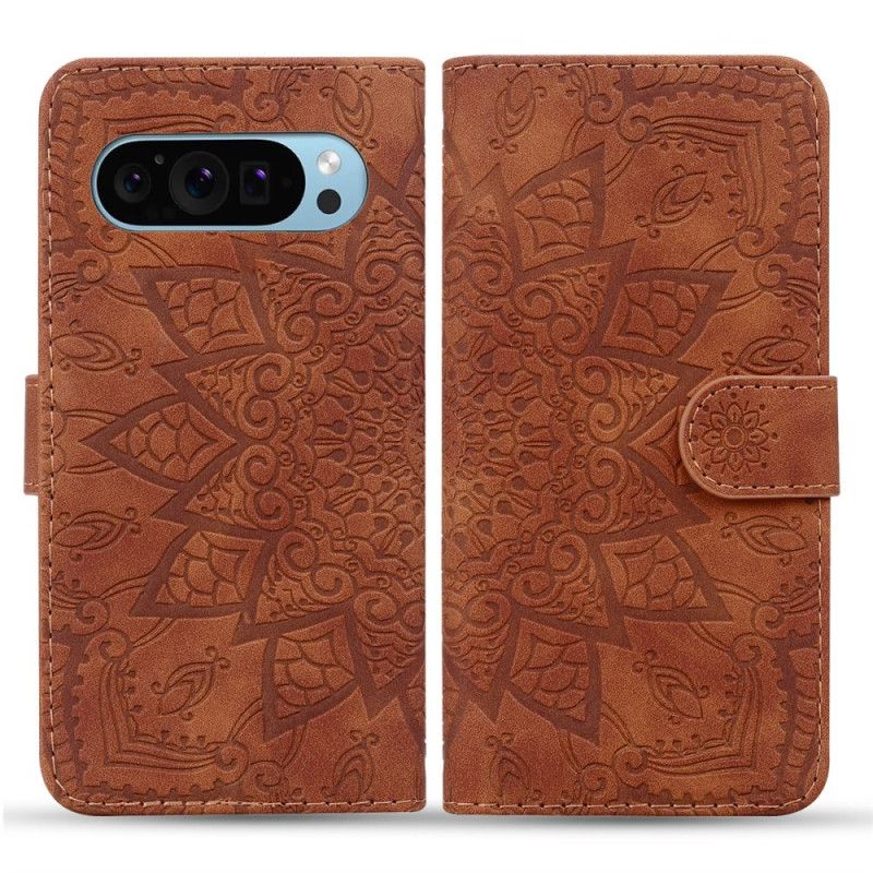 Leren Hoesje Voor Google Pixel 10 Pro Xl Bloemenmandala Print